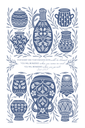 TEA TOWEL : Blessed (Delft Blue)
