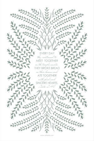 TEA TOWEL : Breaking bread (Olive green)
