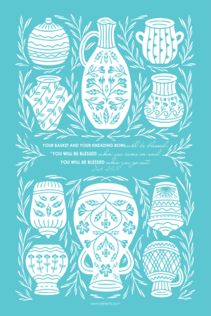 TEA TOWEL : Blessed (Turquoise)